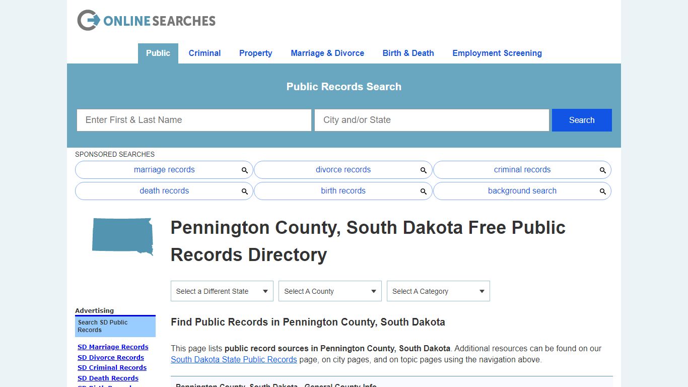 Pennington County, South Dakota Public Records Directory