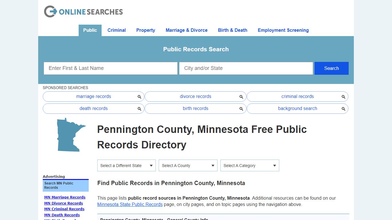 Pennington County, Minnesota Public Records Directory