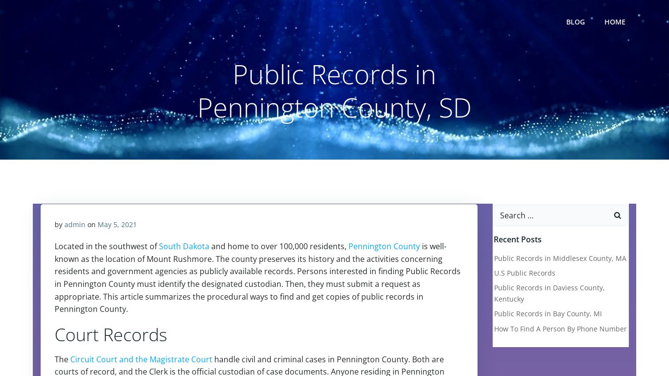 Public Records in Pennington County, South Dakota